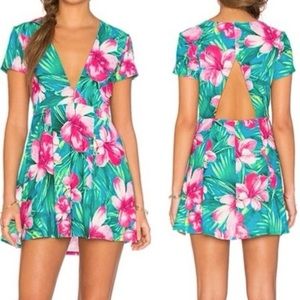 Show Me Your MuMu Floral Mini Dress - Pink and Green